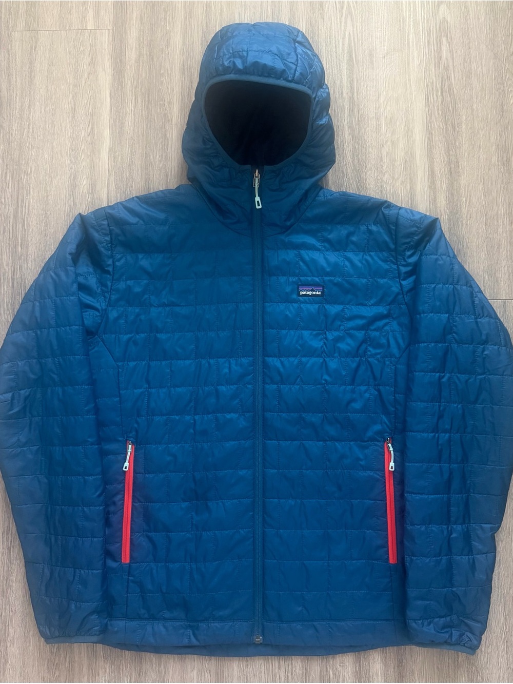 Patagonia Nano Puff Hooded Jacket Mens Large (Womens XL) Blue Hoody Puffer Jacke